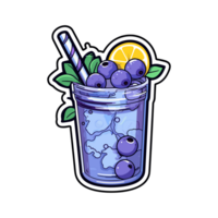 blueberry lavender lemonade  sticker cool colors kawaii clip art illustration. Transparent background. Generative Ai png