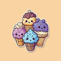 cookies and brownies ice cream sticker cool colors kawaii clip art illustration vector