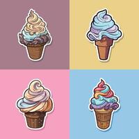 brownie fudge swirl ice cream sticker cool colors kawaii clip art illustration collection vector