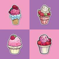 raspberry white chocolate ice cream sticker cool colors clip art illustration collection vector