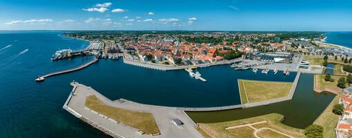 Aerial View of Helsingor old town city in Denmark. photo