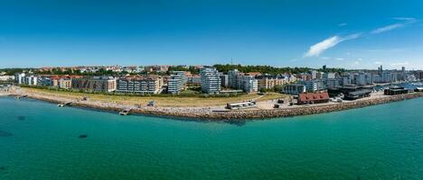 View of the Helsinborg city centre and the port of Helsingborg in Sweden. photo