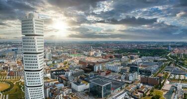 Beautiful aerial panoramic view of the Malmo city in Sweden. photo