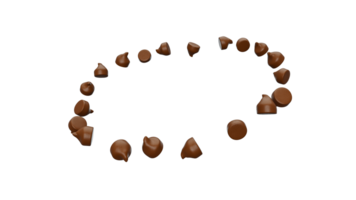 Chocolate Chips fly around 3d illustration png