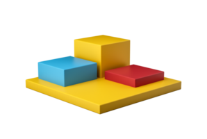 Three Steps Cube Podium. White Platform Or Backdrop With Empty Space For Display. Web Pages Template For Products. 3D rendering png