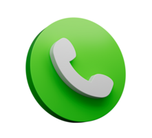 ícone de chamada em um círculo verde isolado na moda 3d realista botão de chamada de telefone renderização em 3d png