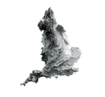 Reliefkarte des Vereinigten Königreichs. umliegendes Gebiet ausgegraut 3D-Darstellung png