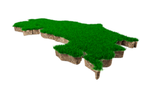 Costa Rica kaart bodem land geologie dwarsdoorsnede met groen gras en rotsgrond textuur 3d illustratie png