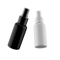 Blank black and white deodorant bottle mock up set Empty spreader flacon with transparent cap mock up. Clear healthcare plastic phial with disinfection liquid mockup template 3d illustration png