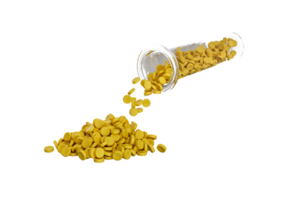 Plastic raw materials in granules for industry Yellow Polymer 3d illustration png