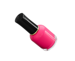 Round glossy nail polish bottle with cap. Realistic packaging mockup template. Front view. 3d illustration png