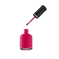 Round Pink glossy nail polish bottle with black cap. Realistic packaging mockup template. Front view. red nail polish bottle 3d illustration png