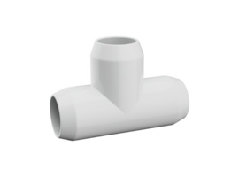 PVC T-joint pipe fitting connect 3 pipe isolated 3d illustration png