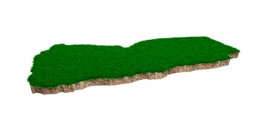 Yemen Map soil land geology cross section with green grass and Rock ground texture 3d illustration png