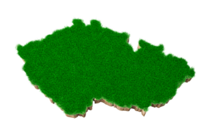 Czechia Map soil land geology cross section with green grass and Rock ground texture Czech Republic 3d illustration png