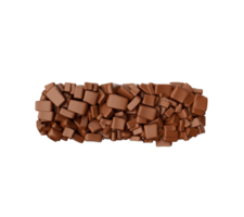 bindestreck tecken strecktecken gjord av chokladbitar chokladbitar alfabetet bokstav 3d illustration png