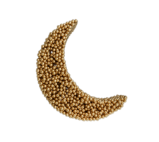 Crescent Made with small Golden balls 3d illustration png