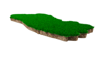 El Salvador Map soil land geology cross section with green grass and Rock ground texture 3d illustration png