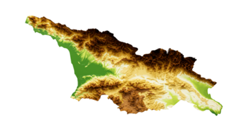 Georgia Map Shaded relief Color Height map 3d illustration png