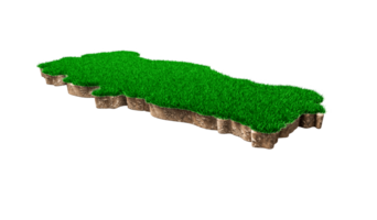 Turkije kaart bodem land geologie dwarsdoorsnede met groen gras en rotsgrond textuur 3d illustratie png