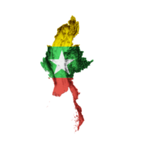 Myanmar Birma kaart Birma vlag schaduwrijk Verlichting kleur hoogte kaart 3d illustratie png