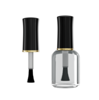 Empty nail polish bottle Bottle of clear nail polish with brush 3d illustration png