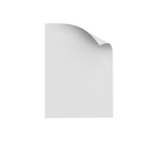 Bent empty paper sheet. empty paper Mockup A4 format paper with shadows 3d Illustration png