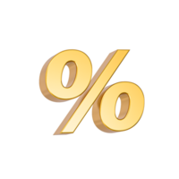 percentage uit Aan uitverkoop. goud procent 3d gouden getallen 3d illustratie png