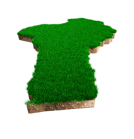 Benin kaart bodem land geologie dwarsdoorsnede met groen gras en rotsgrond textuur 3d illustratie png