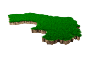 Guinee kaart bodem land geologie dwarsdoorsnede met groen gras en rotsgrond textuur 3d illustratie png