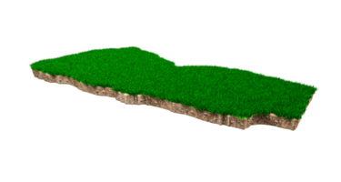 jemen karte boden land geologie querschnitt mit grünem gras und felsen bodentextur 3d illustration png