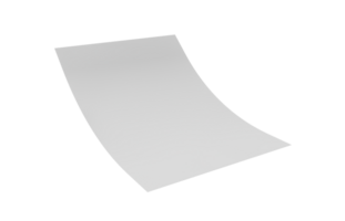 Bent empty paper sheet. empty paper Mockup A4 format paper with shadows 3d Illustration png