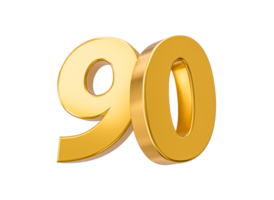 90 Prozent aus auf Verkauf. Gold Prozent 60 .. Jahrestag Feier 3d golden Zahlen 3d Illustration png