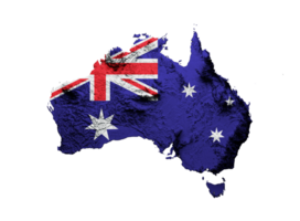 Australia map with the flag Colors Red and blue Shaded relief map 3d illustration png