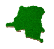 congo kaart bodem land geologie dwarsdoorsnede met groen gras en rotsgrond textuur 3d illustratie png