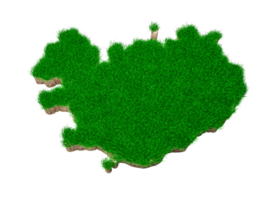 carte de l'islande coupe transversale de la géologie des sols avec de l'herbe verte vue de dessus illustration 3d png