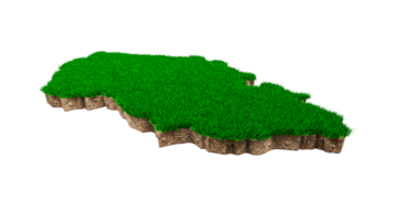 Czechia Map soil land geology cross section with green grass and Rock ground texture Czech Republic 3d illustration png