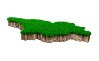 Georgia map soil land geology cross section with green grass 3d illustration png