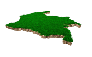 colombia mappa suolo geologia sezione trasversale con erba verde e struttura rocciosa 3d illustrazione png