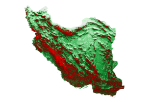 Iran topografisk karta 3d realistisk Iran karta färg textur och floder 3d illustration png