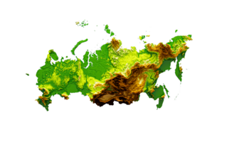 Russia Map Shaded relief Color Height map 3d illustration png