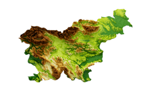 Slovenia Map Shaded relief Color Height map 3d illustration png