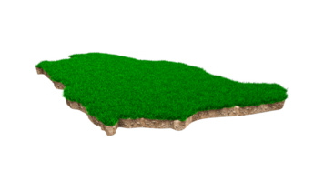 carte de l'arabie saoudite coupe transversale de la géologie des sols avec de l'herbe verte et de la texture du sol rocheux illustration 3d png
