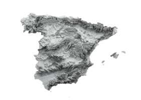 Spagna carta geografica ombroso sollievo carta geografica 3d illustrazione png