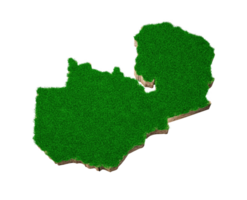 Zambia Map soil land geology cross section with green grass and Rock ground texture 3d illustration png