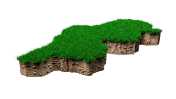 Tunisia map soil land geology cross section with green grass and Rock ground texture 3d illustration png