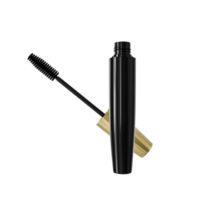 Blank Eyeliner mascara tube golden cap mockup front view. 3d illustration png