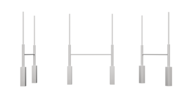 isolerade rugby stolpar med blå stoppning amerikansk fotboll mål post 3d illustration png