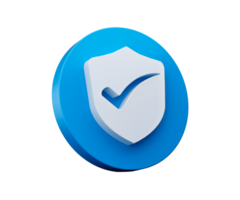 Shield check mark icon. 3d illustration. Security, guaranteed icon png