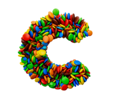 Letter C of multicolored rainbow candies Festive isolated 3d illustration png
